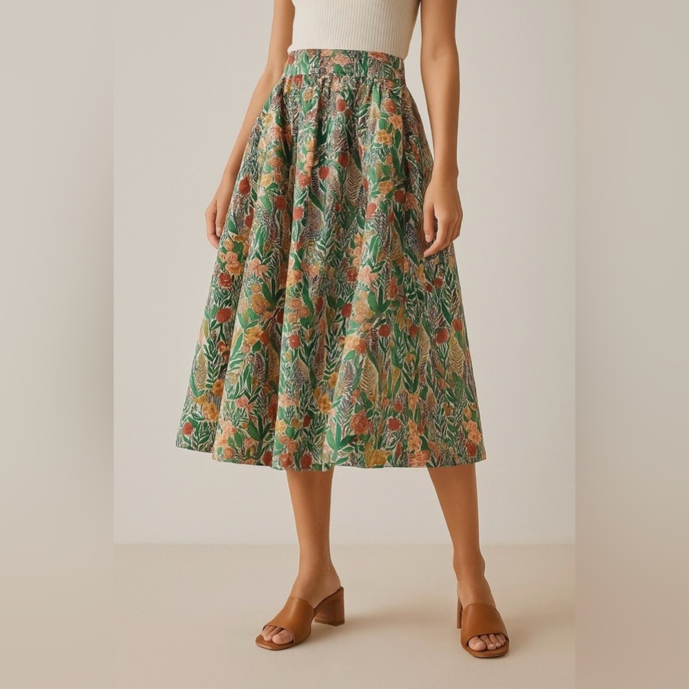 Anthropologie Sunday in Brooklyn Multicolor Floral A-Line Skirt NWOT